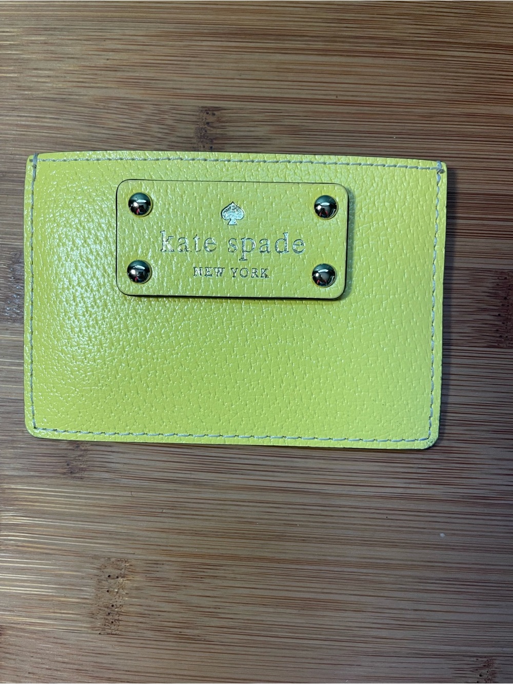 kate spade Yellow Leather Card Case with Metal Logo Plate